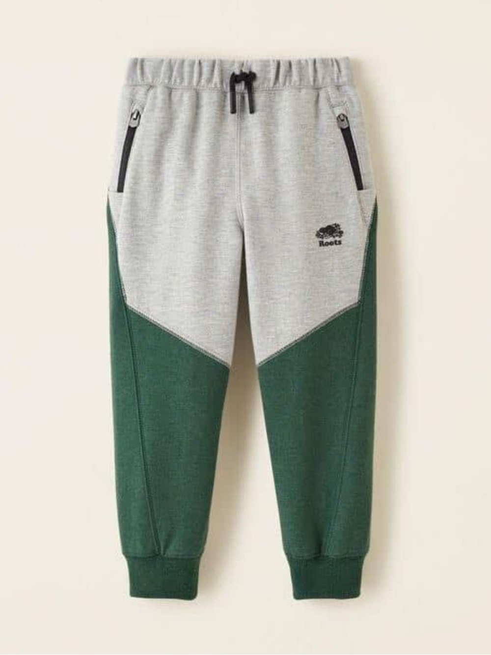 Roots Kids Toddler Grey and Green Colorblock Joggers Sweatpants Size 2T Comfy